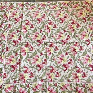 Vintage Iris floral block print square tablecloth 100 Cotton Spring Grannycore